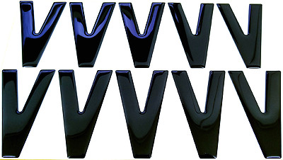 Resin / Gel gewölbt schwarz Nummernschild Buchstabe ''V'' SET 10 Nummernschild Buchstaben