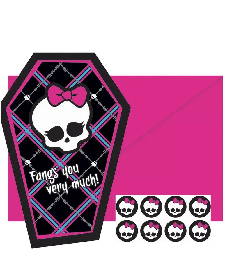 Monster High Thank You Cards Birthday Party “Fangs You Very Much” Set of 8 - Image 3 of 3