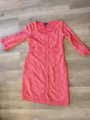 Alfani Pink Bell-Sleeve Crochet Shift Dress Size S Womens | eBay