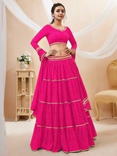 Latest Launch Georgette Pink Lehenga Choli With Dupatta For Reception Wear