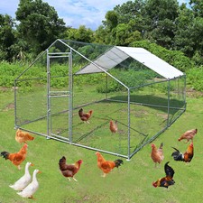Large Walk-in Metal Chicken Coop 20ft /13ft /10ft Poultry Cage Hen House w/Cover