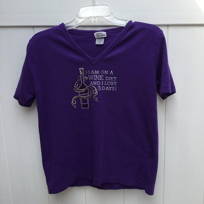 Isaac Designs T-shirt Purple Medium  I am on a Wine Diet and I lost 3 Days!''
