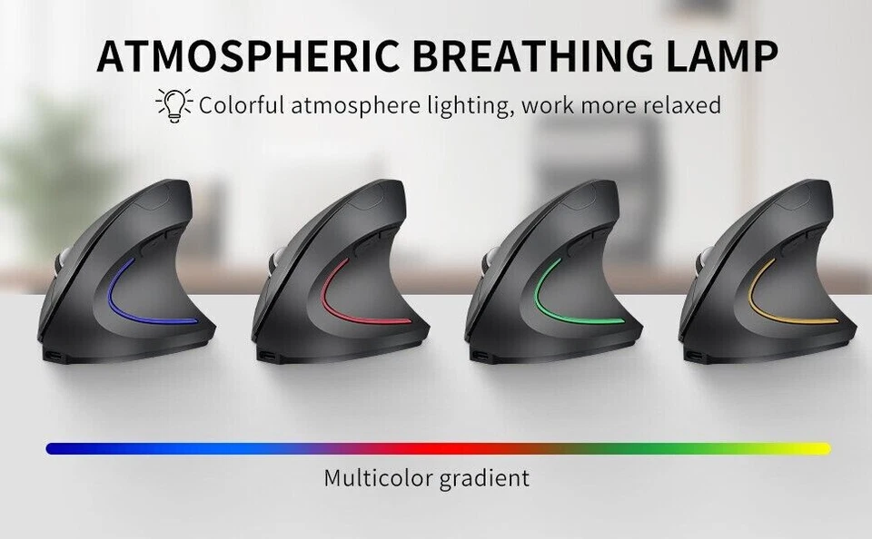 Вертикальная мышь эргономичная беспроводная 2,4 ГГц, 3 регулируемых точки на дюйм 800/1200/1600 - Изображение 2 из 4