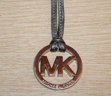 MICHAEL KORS Pewter Metallic Leather Replacement Purse Fob Logo Silver MK Charm