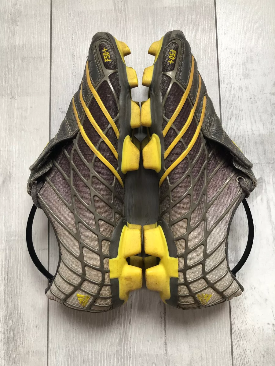 Adidas F50 Spider Gray Yellow Retro Football Soccer Cleats US8 1 2