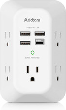 5 Outlet Extender Surge Protector Wall Charger with 4 USB Charging Ports 1 USB