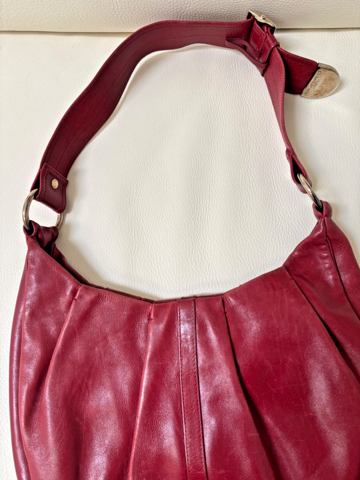 Borsa a tracolla YSL YVES SAINT LAURENT Rive Gauche pelle sangue di bue hobo cerniera usata in ottime condizioni