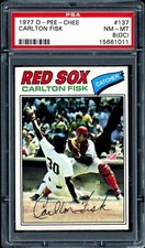 1977 TOPPS OPC O PEE CHEE Baseball #137 Carlton Fisk HOF PSA 8 NM-MT oc Red Sox