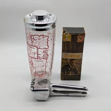 VTG MCM Irvinware Cocktail Shaker 24oz w/ Chrome Lid + Hand Ice Crusher USA