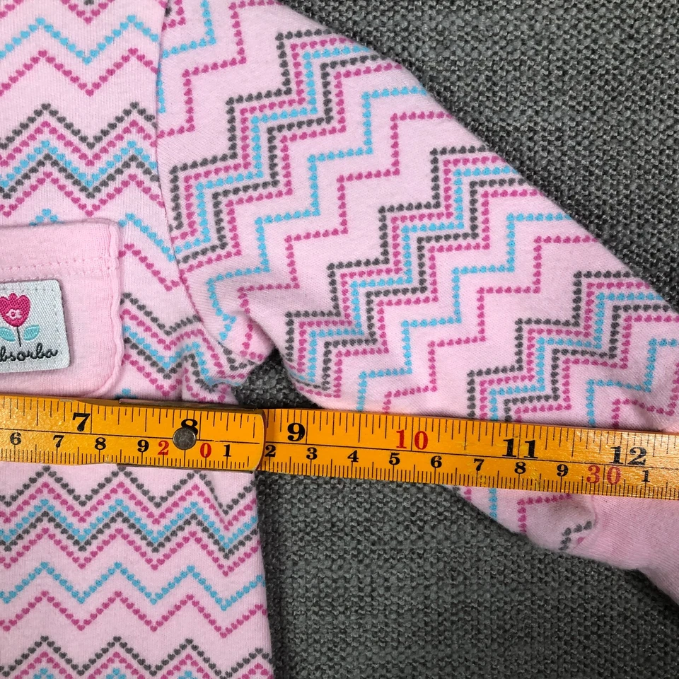 Mameluco Absorba Niñas 3m Meses Rosa Zig Zag Rayas A Presión Manga Larga Tejido Foto 4 de 4