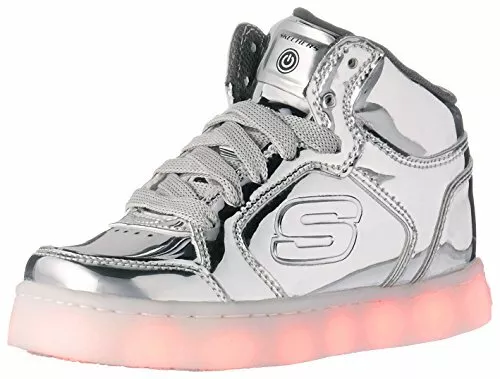 Kids Skechers Silver Eliptic Lights Up Shoes Size 4.5