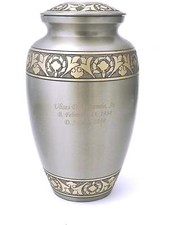 Customized Platinum and Gold Funeral Cremation Urn, Adult Size W Personalization