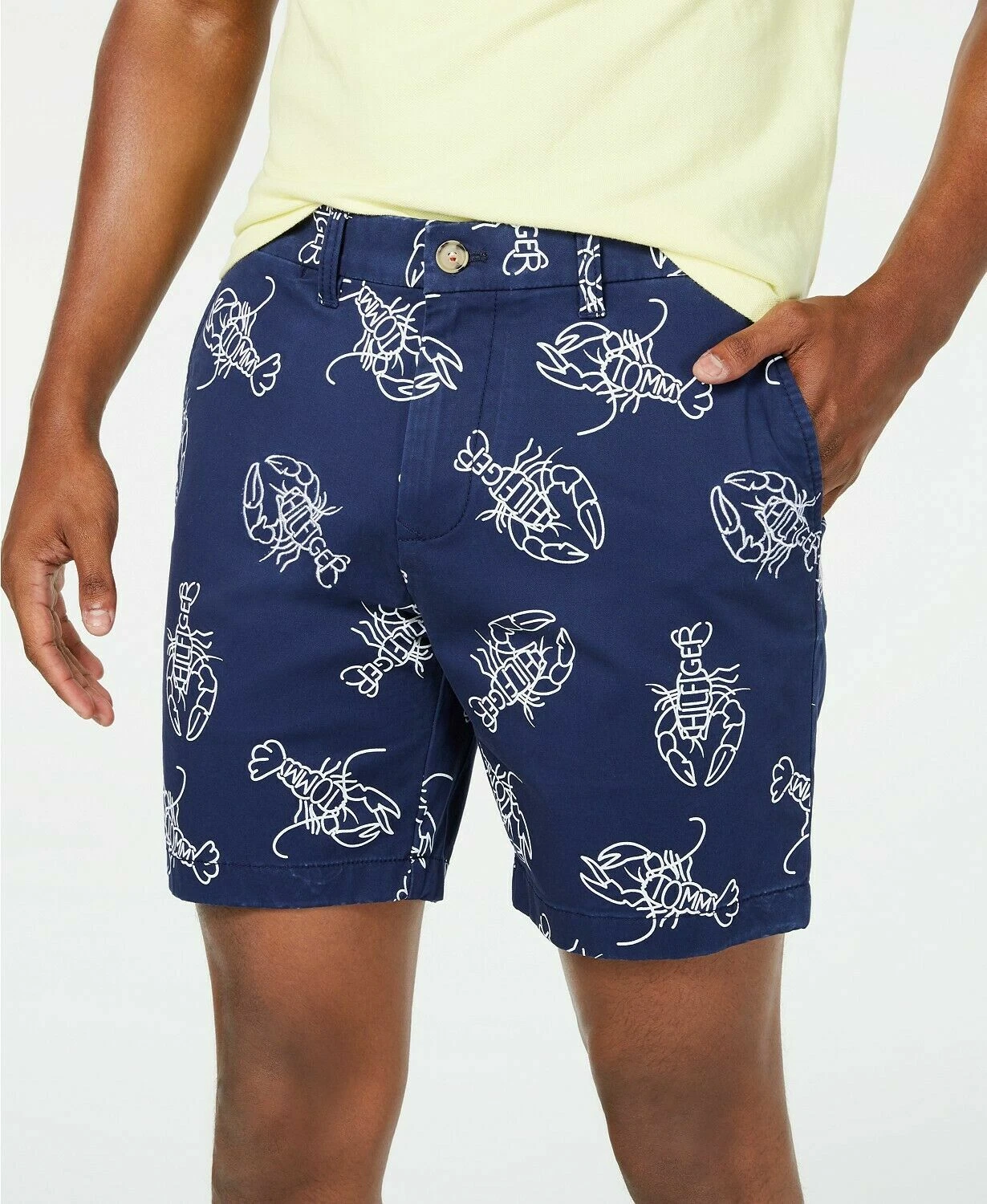TOMMY HILFIGER Mens 7" Lobster Graphic Twill Shorts Size 38