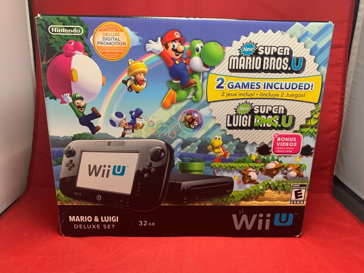 Nintendo Wii U Black Premium Pack (32GB) + New Super Mario Bros.U + New  Super Luigi U