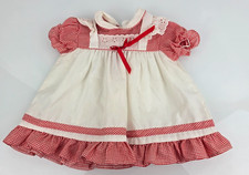 Vtg Baby Toddler Girl Dress Red Gingham Plaid Apron Ruffle 18m Lassie Togs