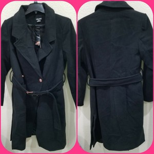 Black Pea Coat**Belted**Pockets 