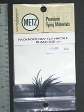 Metz/Umpqua Black Size 20 Genetic Dry Fly Rooster Hackle Pack New