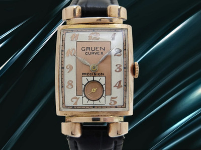Grün Curvex Präzision 440-449 10KGF Handaufzug Rosa Kupfer/Silber Antike Damen