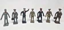 Lincoln Logs Lead Cast Metal Railroad Station Figures Lot Of 7 Vintage USA