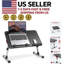 Adjustable Laptop Desk Table Foldable Portable Lap Desk for Bed Couch Black