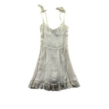 Reformation Christine Mini Dress Size 0 White Sweetheart Ruffled Hem Tie Strap 