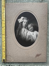 Antique Cabinet Card Photo Two Young Girls Sisters Child Portrait c. 1900s