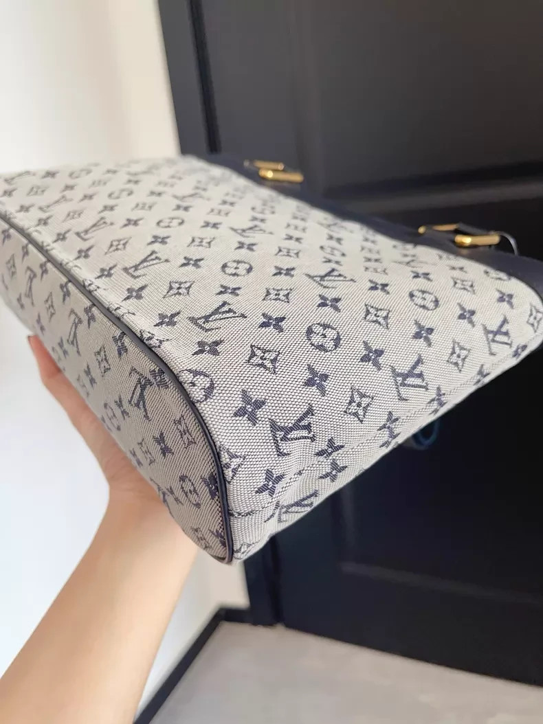 Louis Vuitton Blue & White Monogram Mini Lin Denim Tote Bag Navy