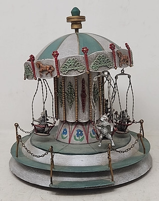 HOLLER WIEN Vienna Cold Painted Bronze Carousel Merry-Go-Round WORKING / DAMAGED