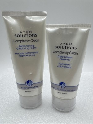 Set Avon Solutions Completely Clean DRY SKIN Cleaning Foam & Cold Cream Cleanser
