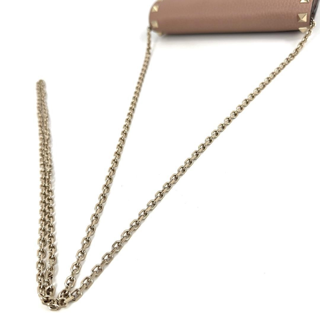 Valentino Garavani Rockstud Pink Leather Wallet on Chain Shoulder Bag, Mini, AB thumbnail 10