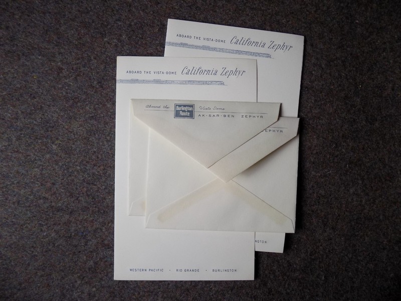 California Zephyr Onboard Note Paper & Burlington Ak-Sar-Ben Envelopes