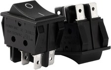 DPDT 6-Terminal 2-Position Boat Rocker Switch, Black, AC 20A/125V 22A/250V