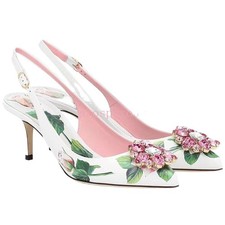 Women's Leather High Heel Flower Rhinestones Floral Formal Shoes Evening Banquet