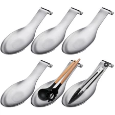 6 PCS Stainless Steel Spoon Rest, Large Size Spoon Ladle Holder for Kitchen C...