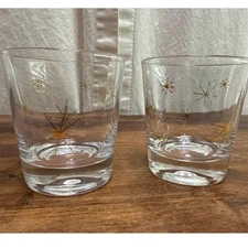Star Glow (No Trim) by Royal (USA) Vintage Pair Of Beverage Low Ball Glasses