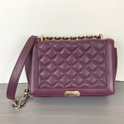Talbots Quilted Leather Chain Shoulder Bag Purple Crossbody Preppy Purse NWT