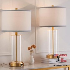 23.25'' Glass Table Lamp Set of 2, Glass Bedside Lamp with USB Ports and Gold