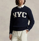 *NWT* Polo Ralph Lauren NYC New York City Navy Crewneck Knit Sweater Large $348