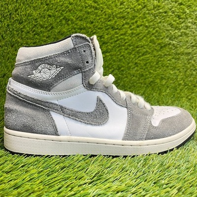 Nike Air Jordan 1 Retro Mens Size 8.5 White Gray Athletic Leather Shoes Sneakers