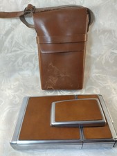 Vintage Polaroid SX-70 Land Camera Original Chrome Brown Leather Folding w/ Case