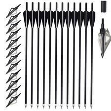 12Pcs 20" Archery Carbon Crossbow Bolts arrows With 12Pcs 100 grain Broadheads