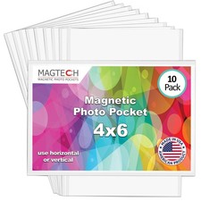 Magtech Magnetic Photo Pocket Frame White Holds 4  x 6  Photos Pack of 10