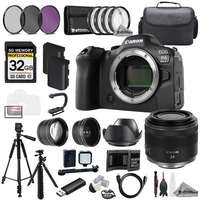 Canon EOS R6 II + RF 24mm f/1.8 Macro IS STM Lens +32GB+ExtBat+9PCFiltr-MEGA Kit