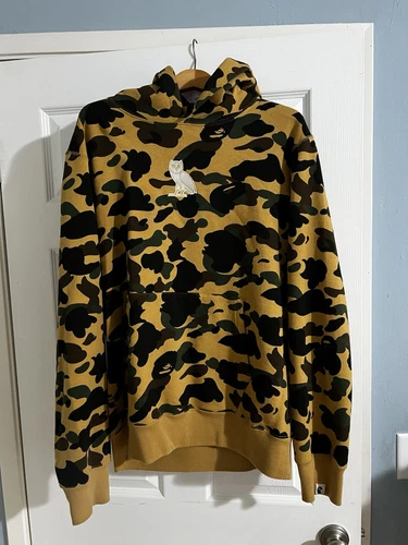 A BATHING APE (BAPE) Felpa con cappuccio maglione mimetico A Bathing Ape verde x Ovo XL