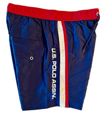 U.S. Polo Assn. Men's NAVY Swim Trunks Board Shorts USPA Side Panel LARGE UPF 50