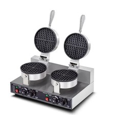 Commercial Electric Double Waffle Machine Non Stick Plate - Round Electric 240V