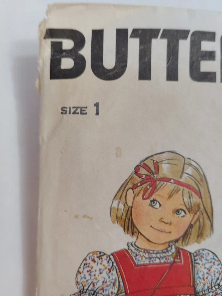 Dress Tabard Apron Front Girls 1 1T Butterick 4000 Sewing Pattern VTG Baby Doll - Image 2 of 4