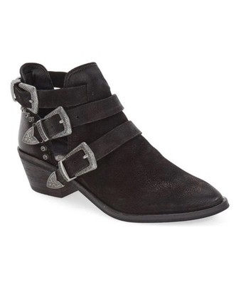 Dolce Vita Ankle Booties Women 9.5 Spur Cutout Studded Nubuck Black Leather Moto