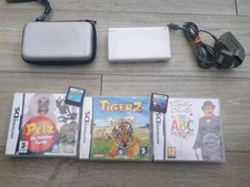 Nintendo DS Lite Polar White Console x5 Games USG-001 Tested Working