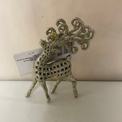 NEW Christmas Holiday 1 Silver Glitter Reindeer Ornament - Picture 2 of 2